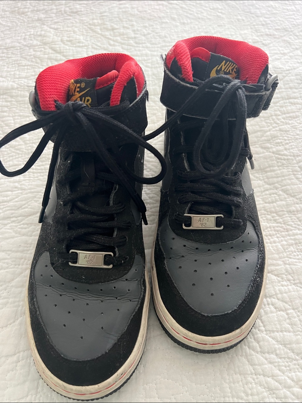 Nike Air Black and Gray High-Top Sneakers Youth 4.5
